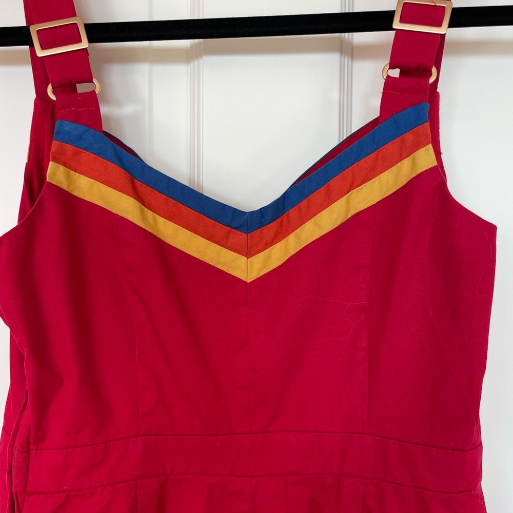 ModCloth Red Cotton Spring Dress. - Picture 7 of 11